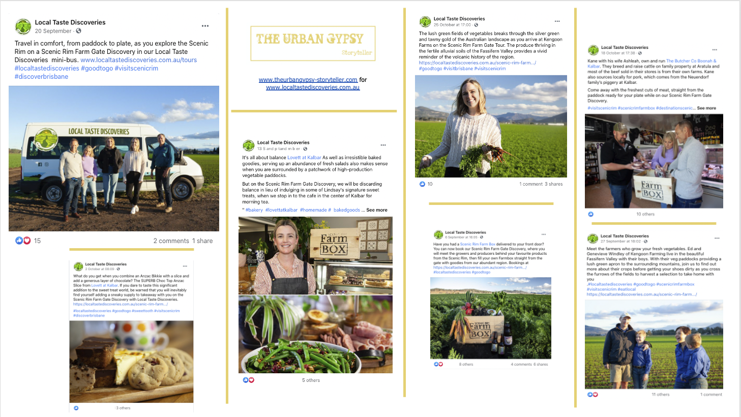 Tear Sheet 1 from Local Taste Discoveries sample Facebook posts