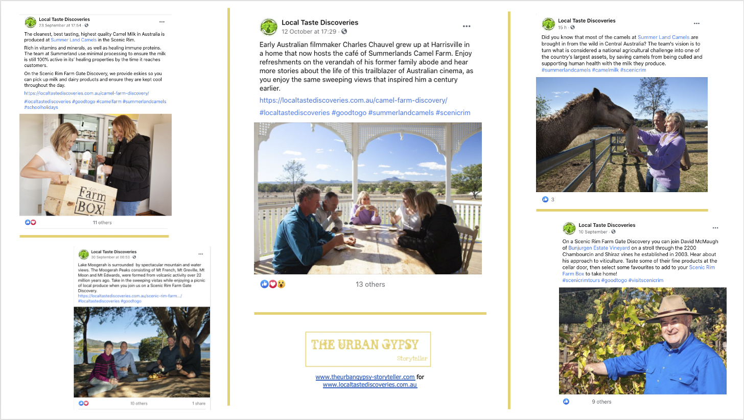 Tear Sheet 1 from Local Taste Discoveries sample Facebook posts