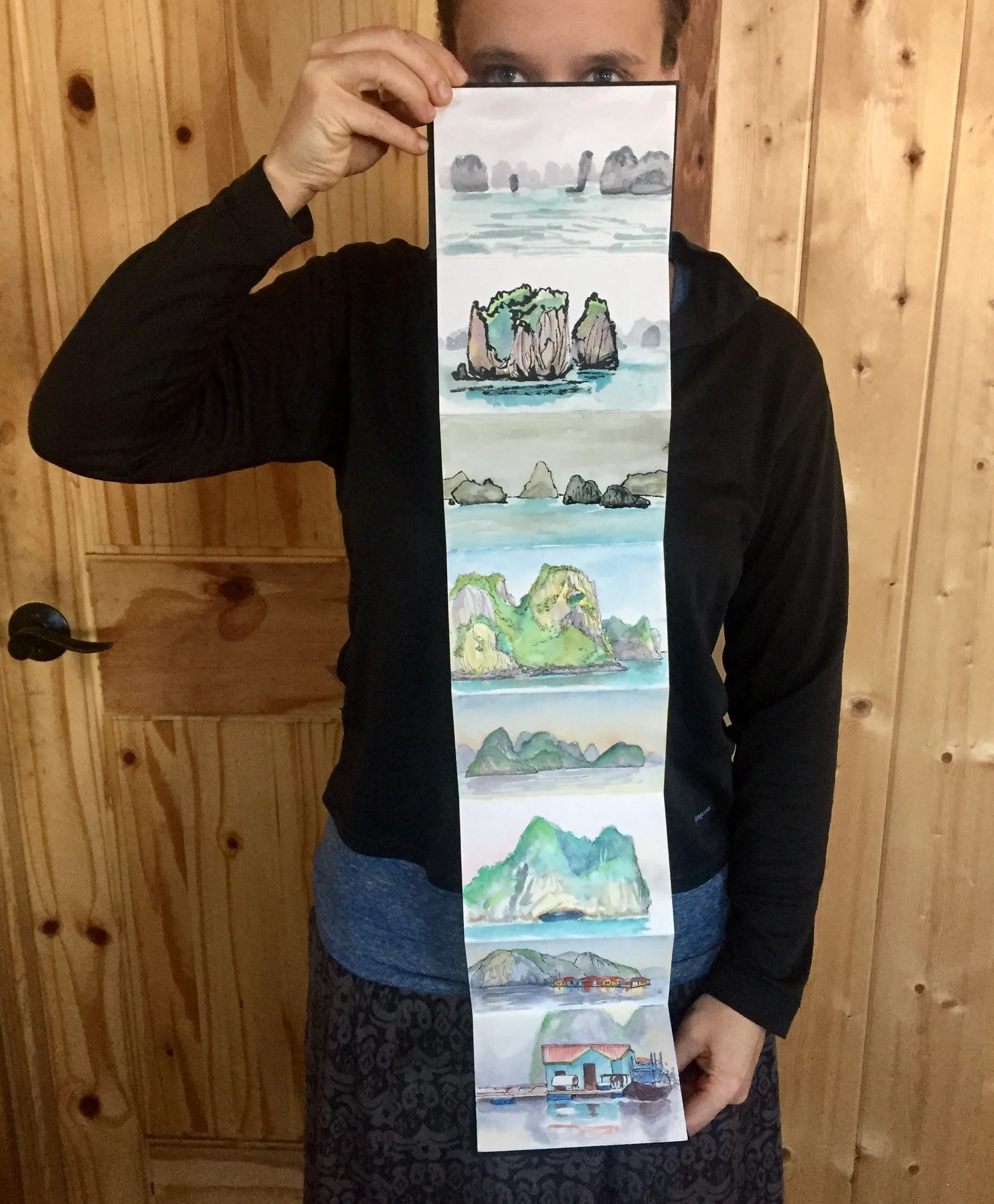 Accordion sketchbook from Bai Tu Long and Halong Bays