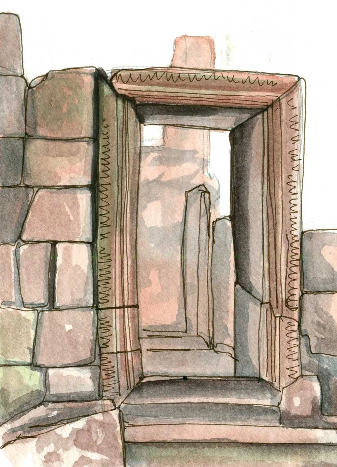 Sketch of a doorway using one panel in the accordion sketchbook