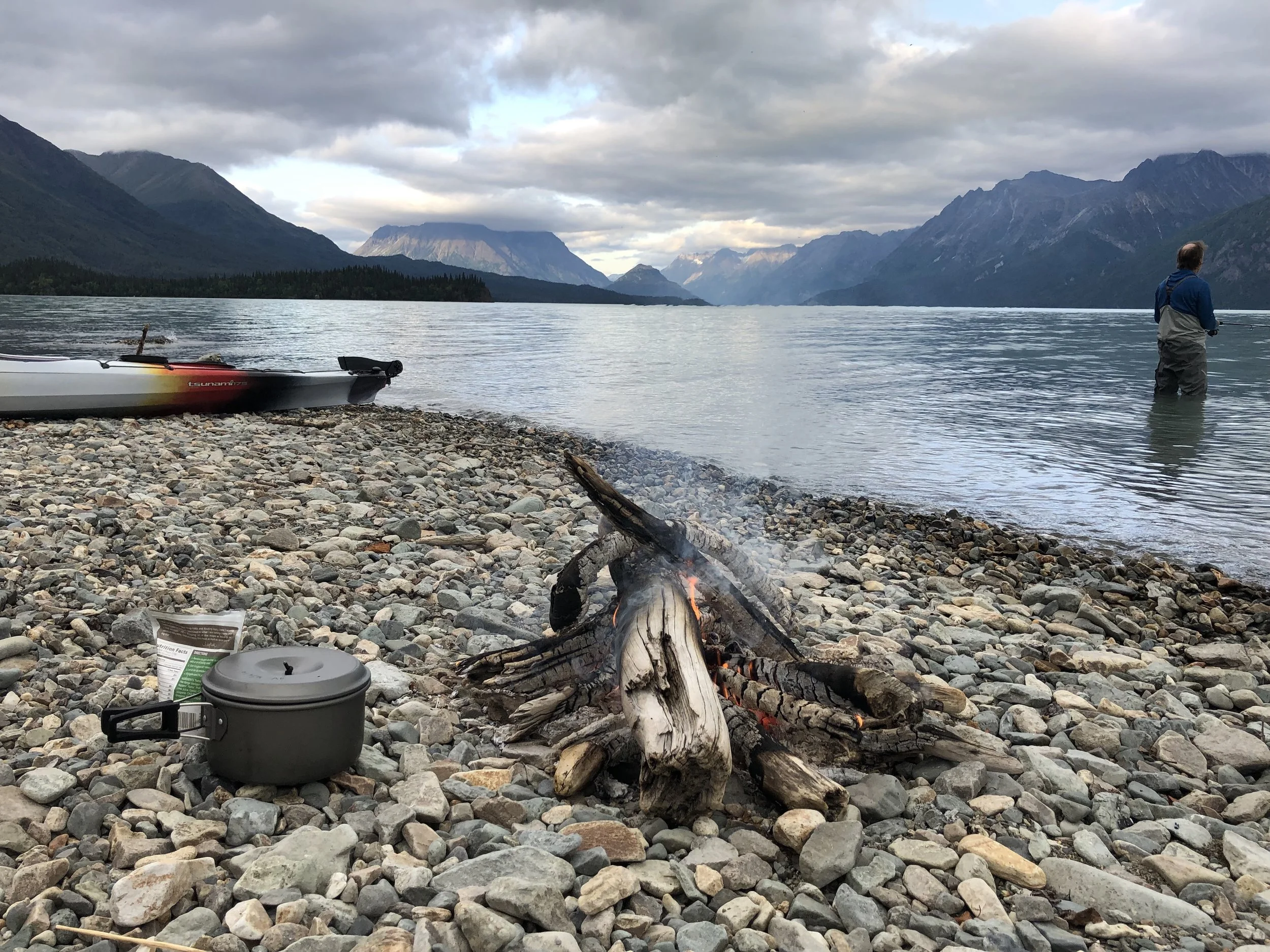 Fishing, fires and beach camping at the northern end of Lake Clark
