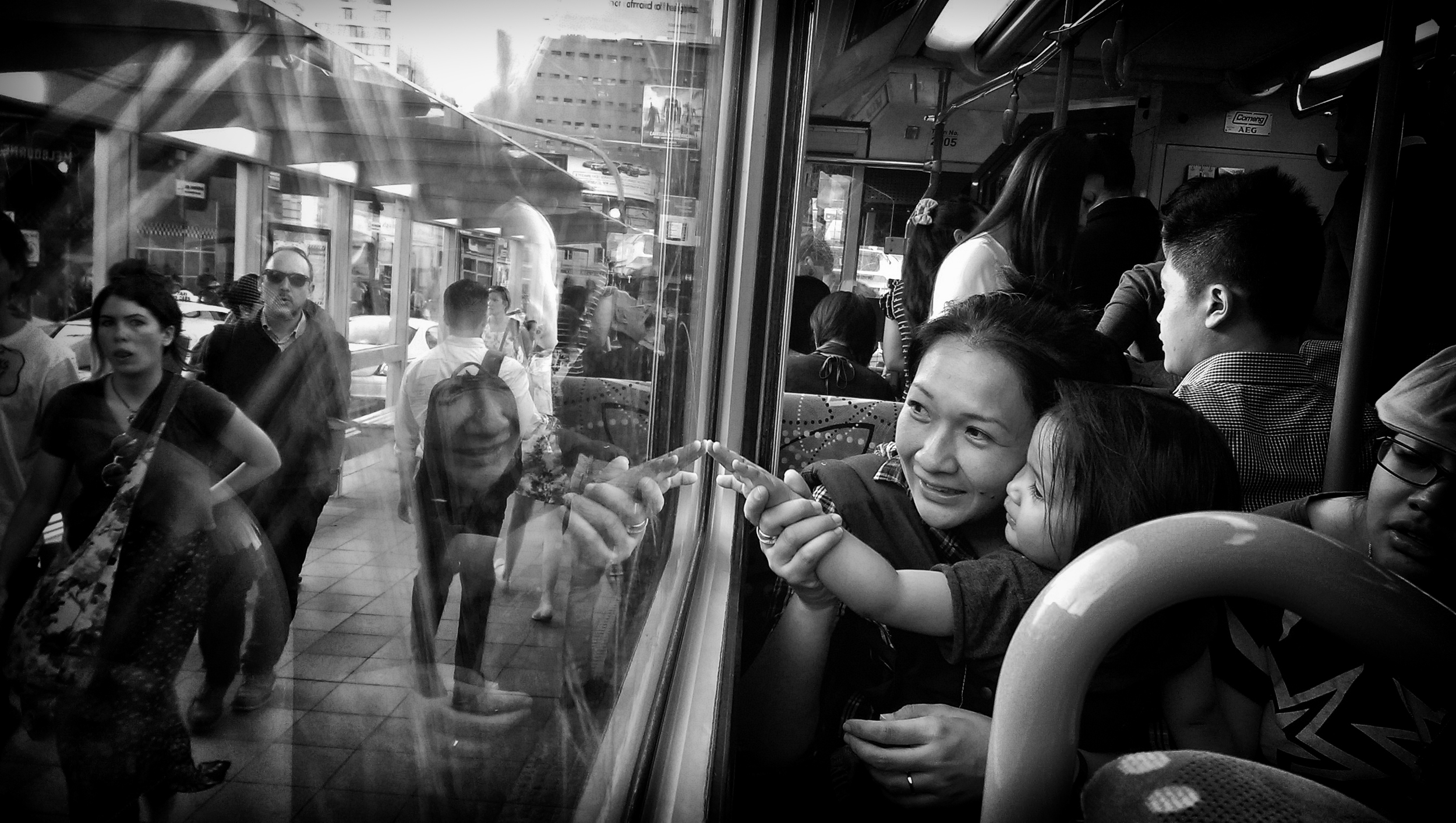 On the tram into the CBD.