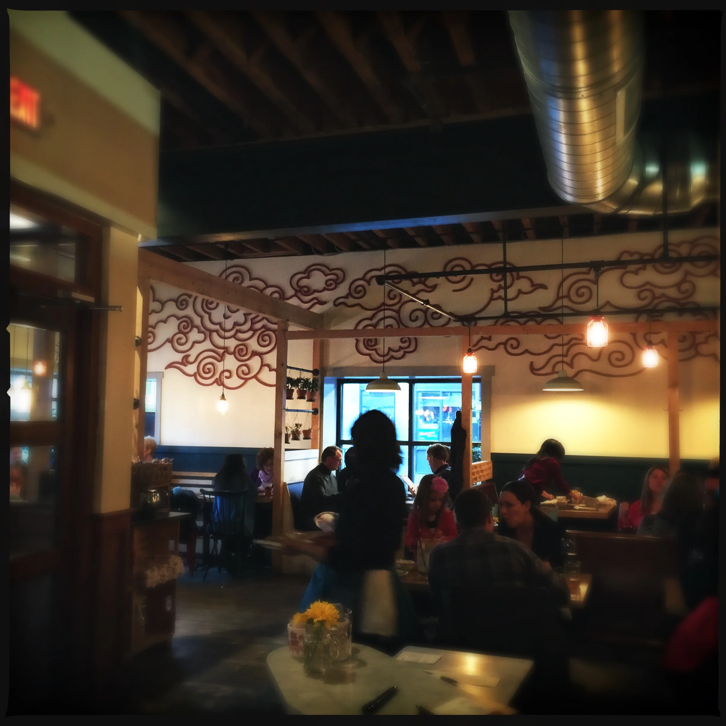 Clouds installation by Jessie Lacey for Empire Chinese Kitchen, Congress Street, Portland Maine. 36'x8'