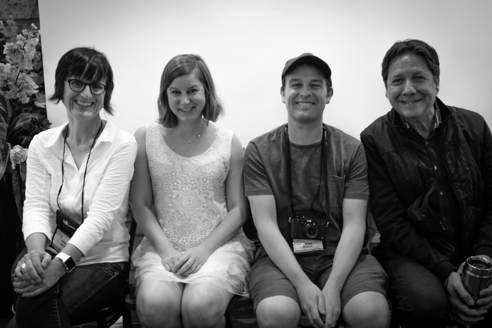 Valerie, Marie, James and Steve after the panel discussion recording at OOC2017. Photo by Monty Montgomery.