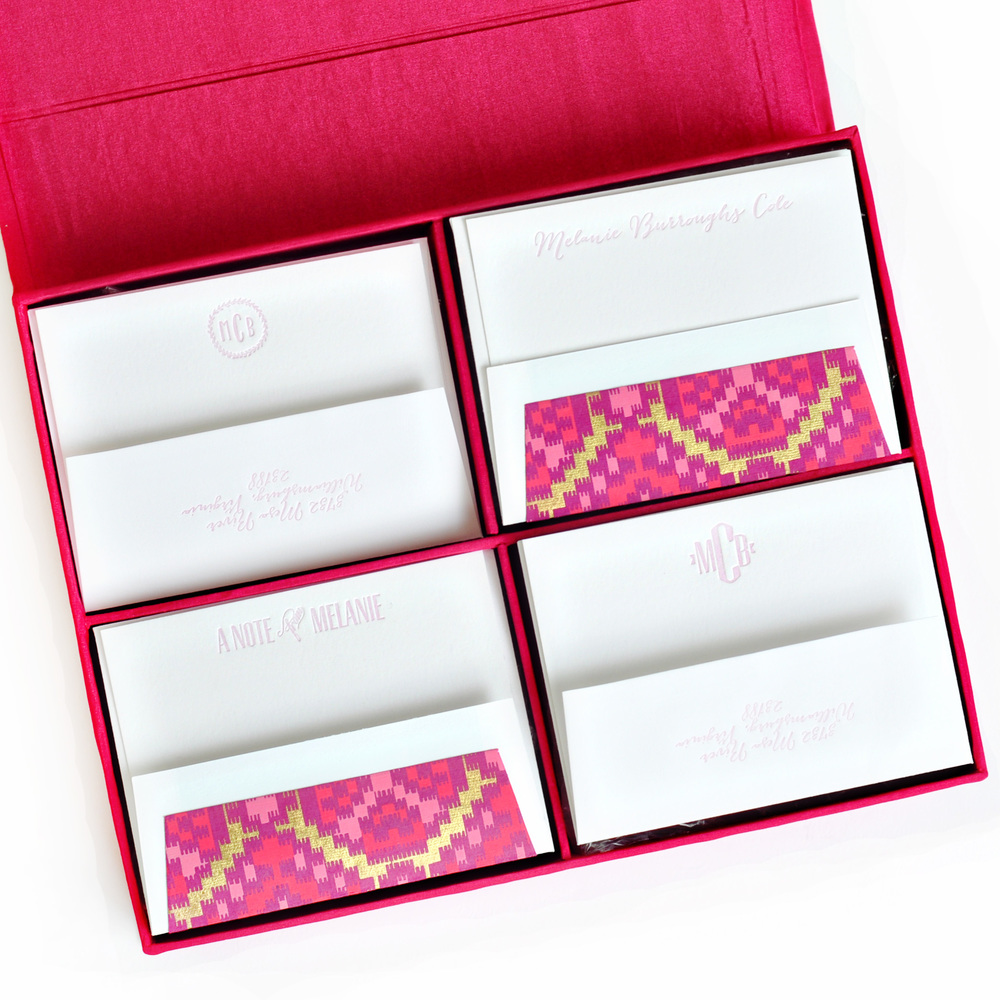 Grand Magenta Silk Stationery Box - G20 — Haute Papier