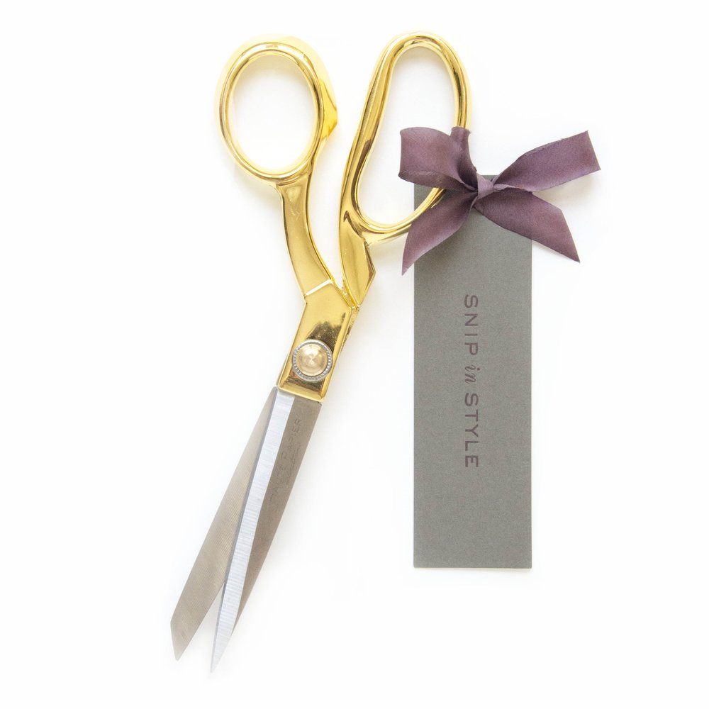 Gold Color Ribbon Cutting Scissors with Silver Stainless Steel Blades