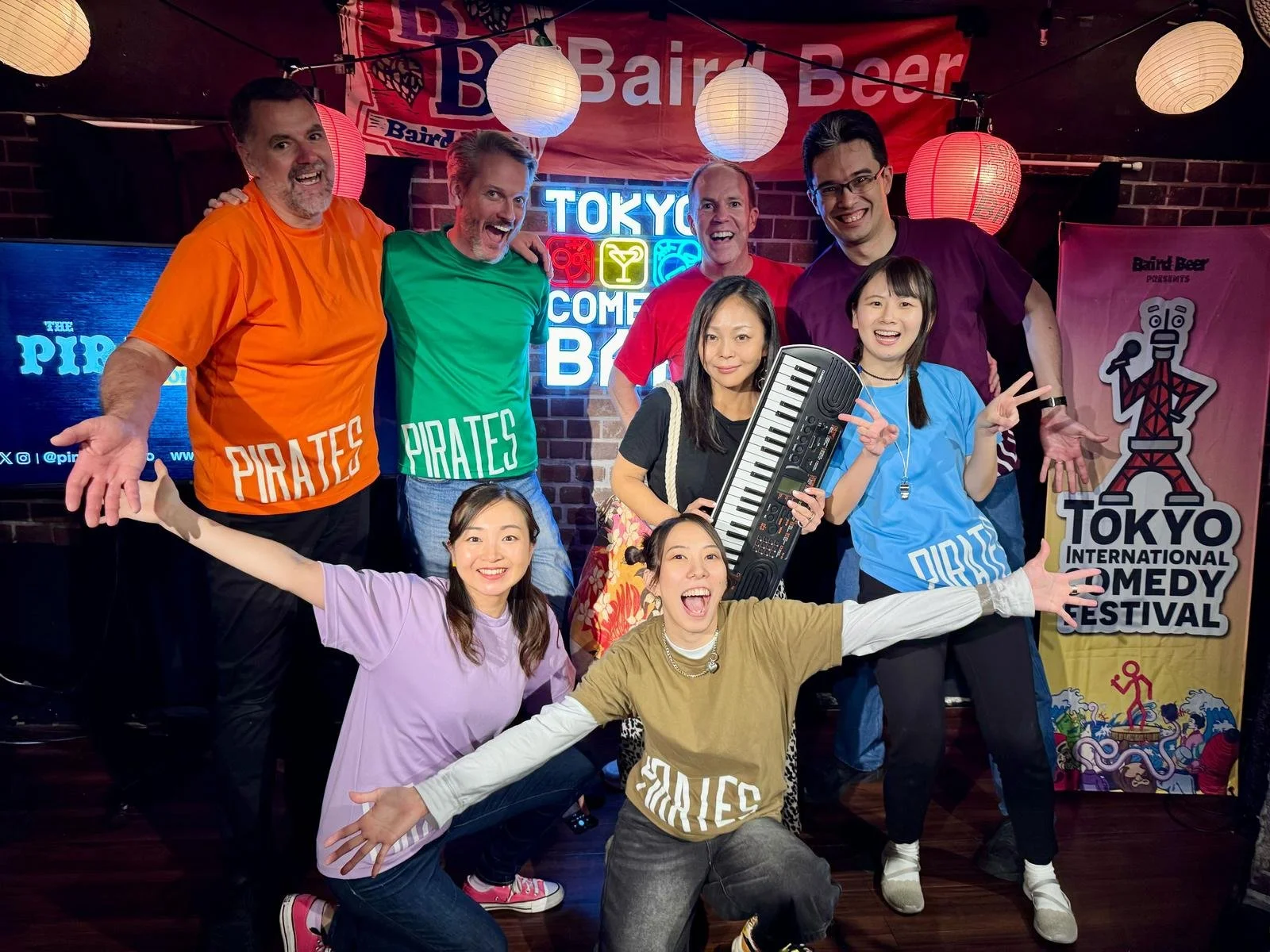Pirates of Tokyo Bay cast group photo at Tokyo Comedy Bar for the Tokyo International Comedy Festival English and Japanese improv comedy
