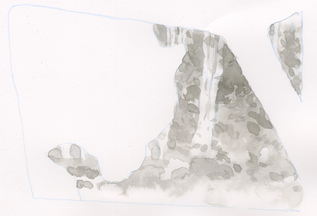 For the background I used India ink to do a quick wash with the intention of this information being secondary and set back in space