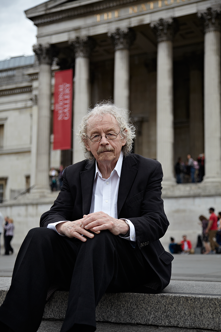   Professor Bill Hillier  of Space Syntax, sat on the steps he helped to create through Trafalgar Square.  The Bartlett Review, UCL  
