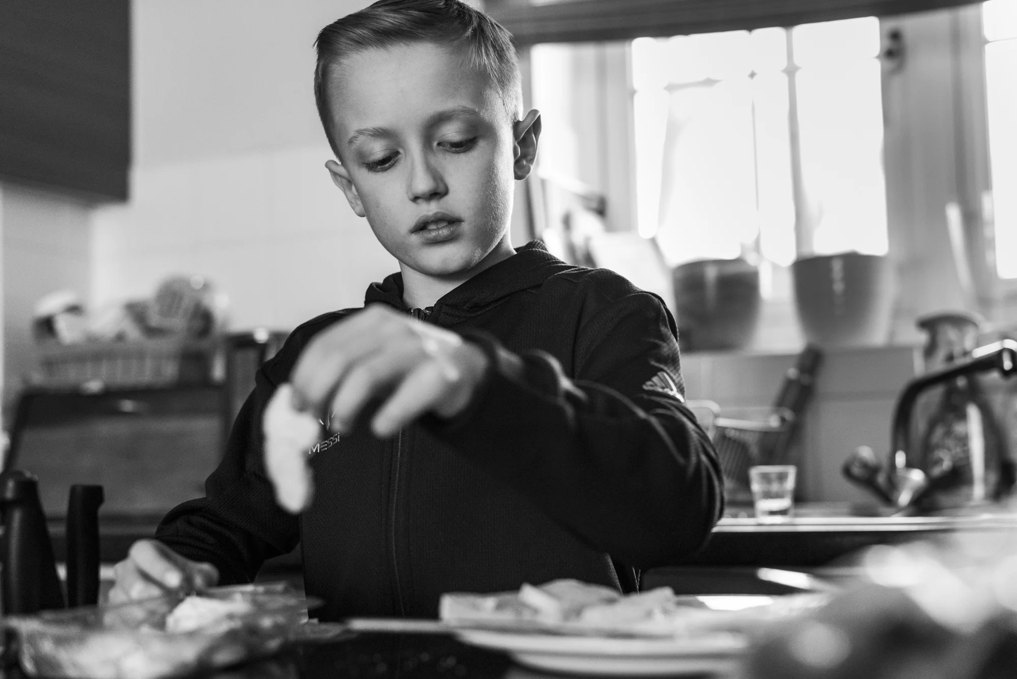 Harley making lunch before a hospital appointment