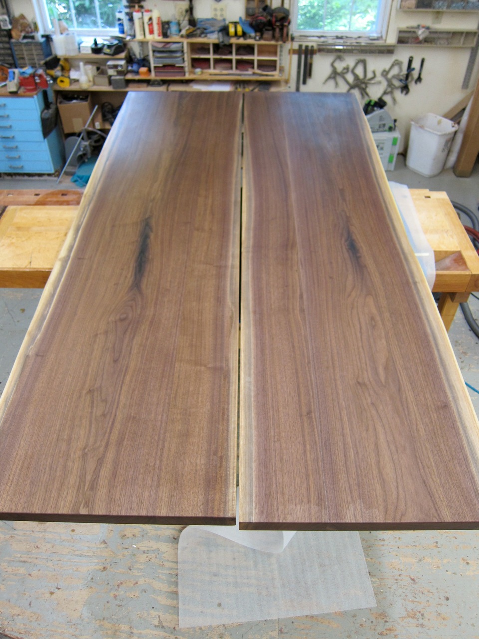 Eastern Black Walnut book-matched slab tabletop