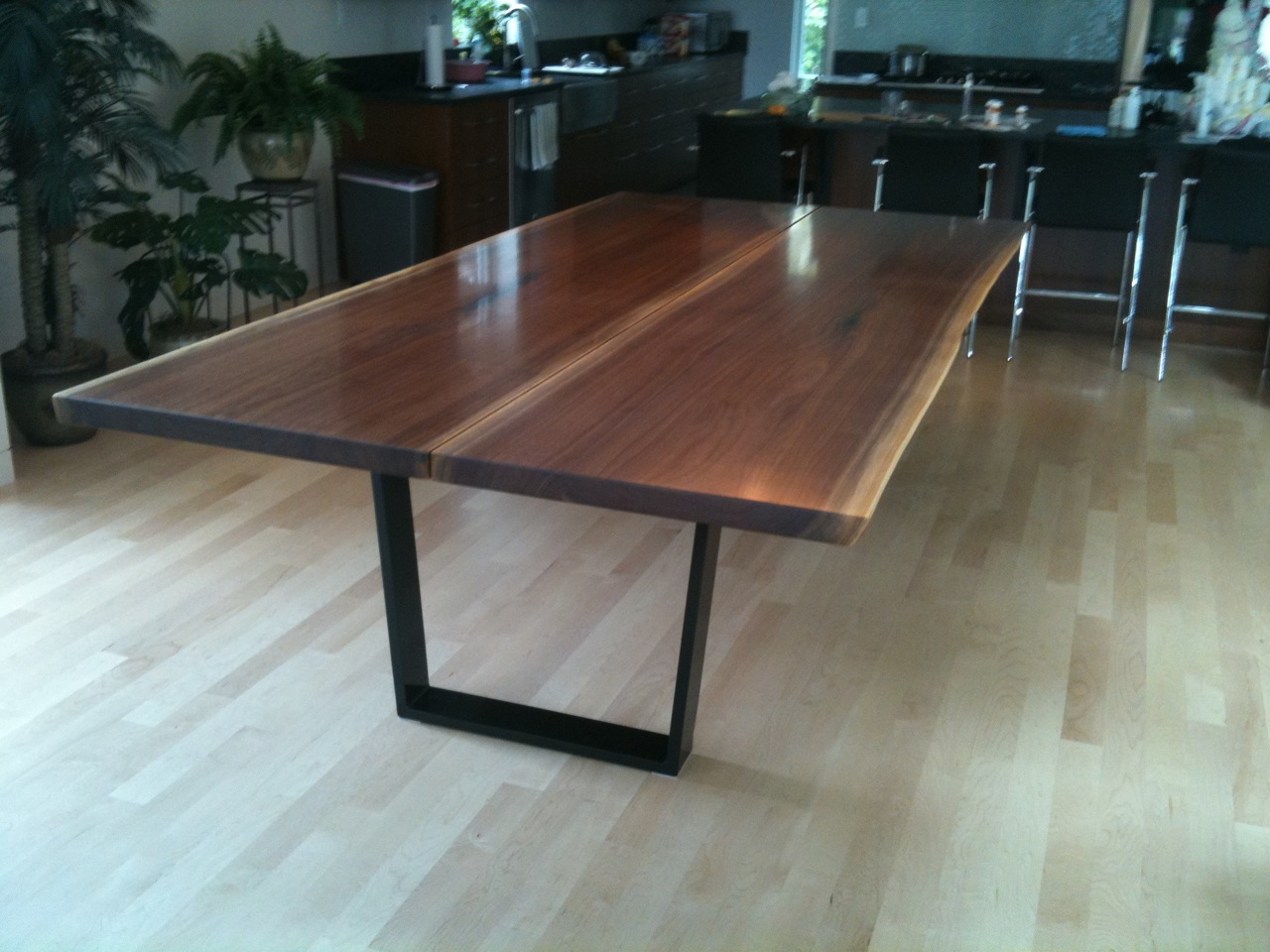Eastern Black Walnut book-matched slab tabletop