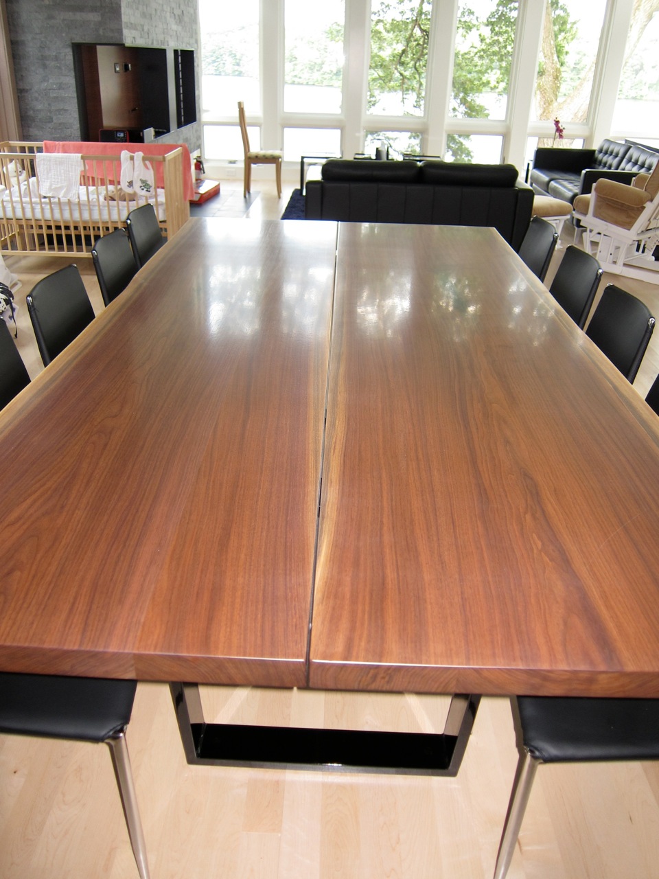 Eastern Black Walnut book-matched slab tabletop