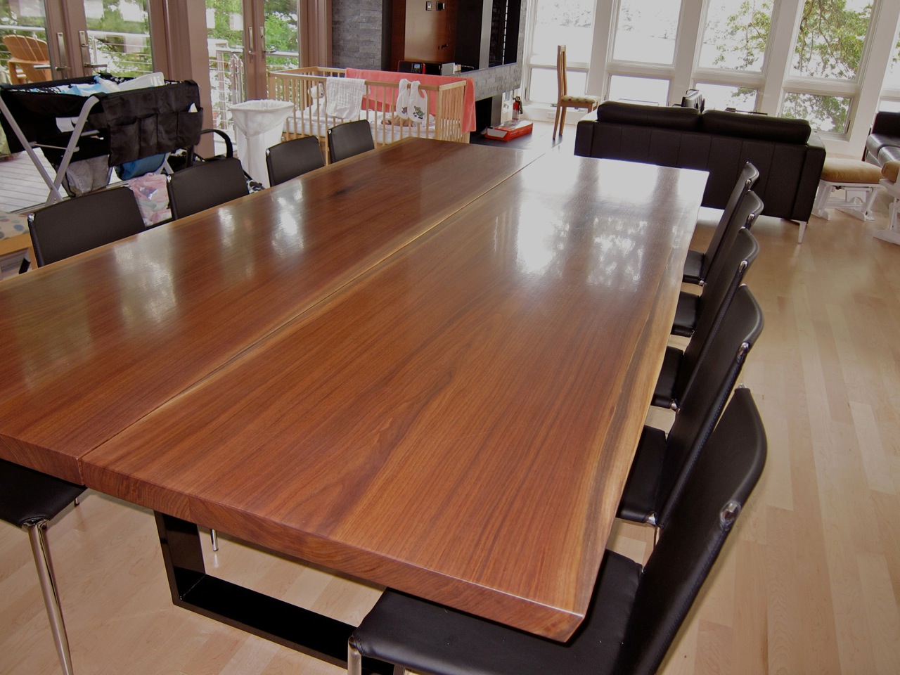Eastern Black Walnut book-matched slab tabletop