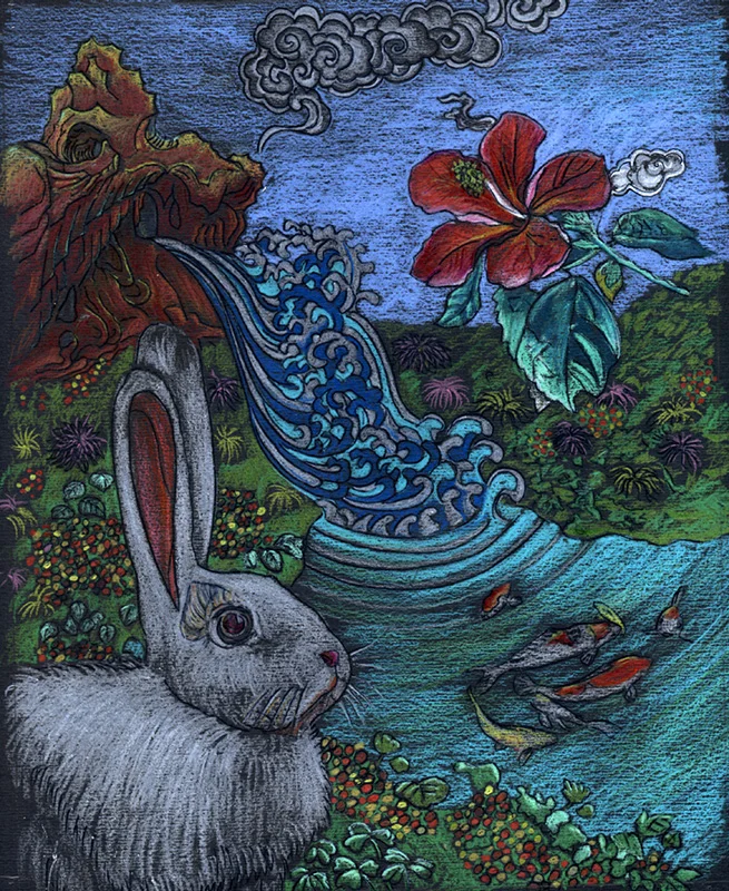 A Rabbit Sniffing Spring