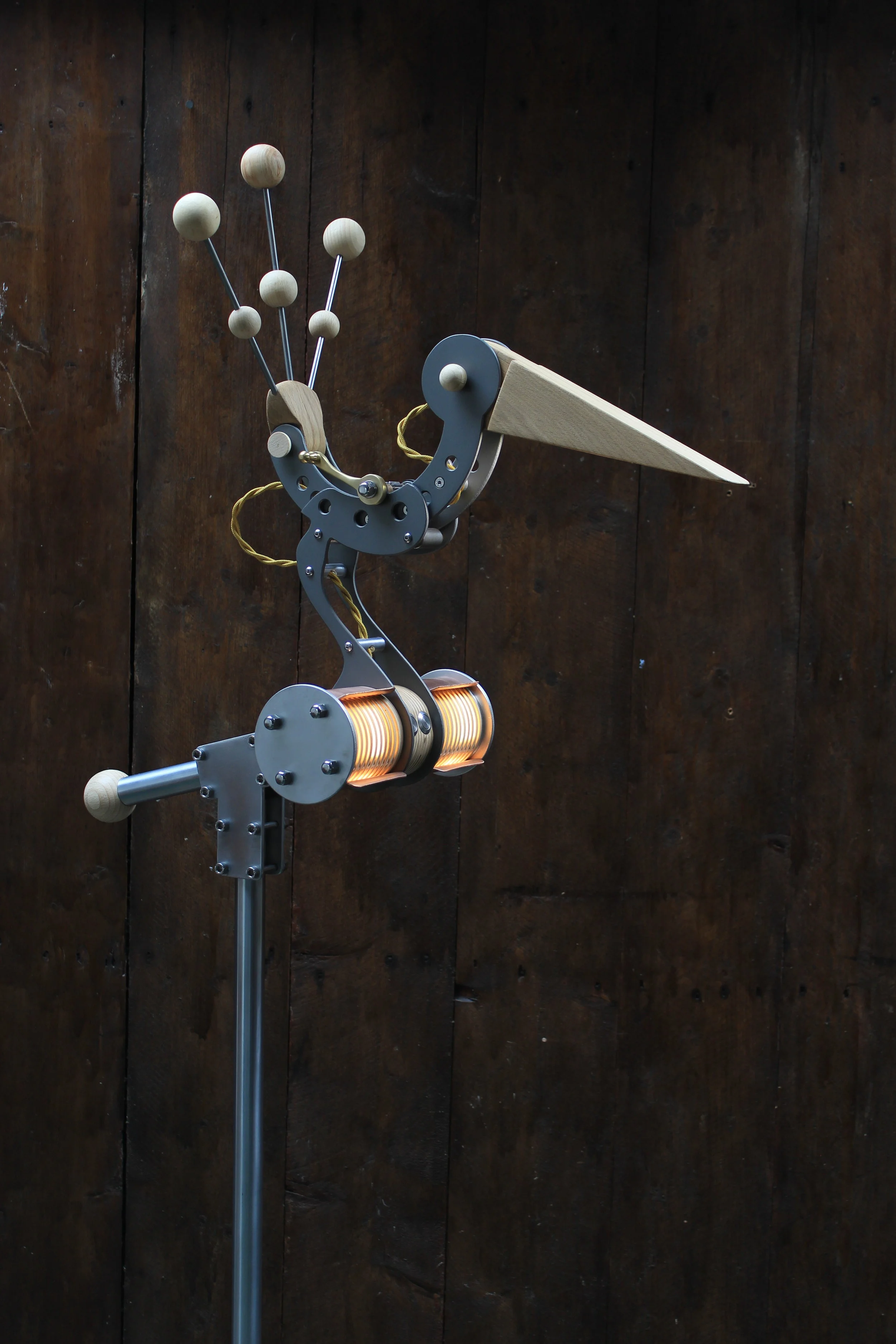 Bustard mechanical sculptural floor lamp