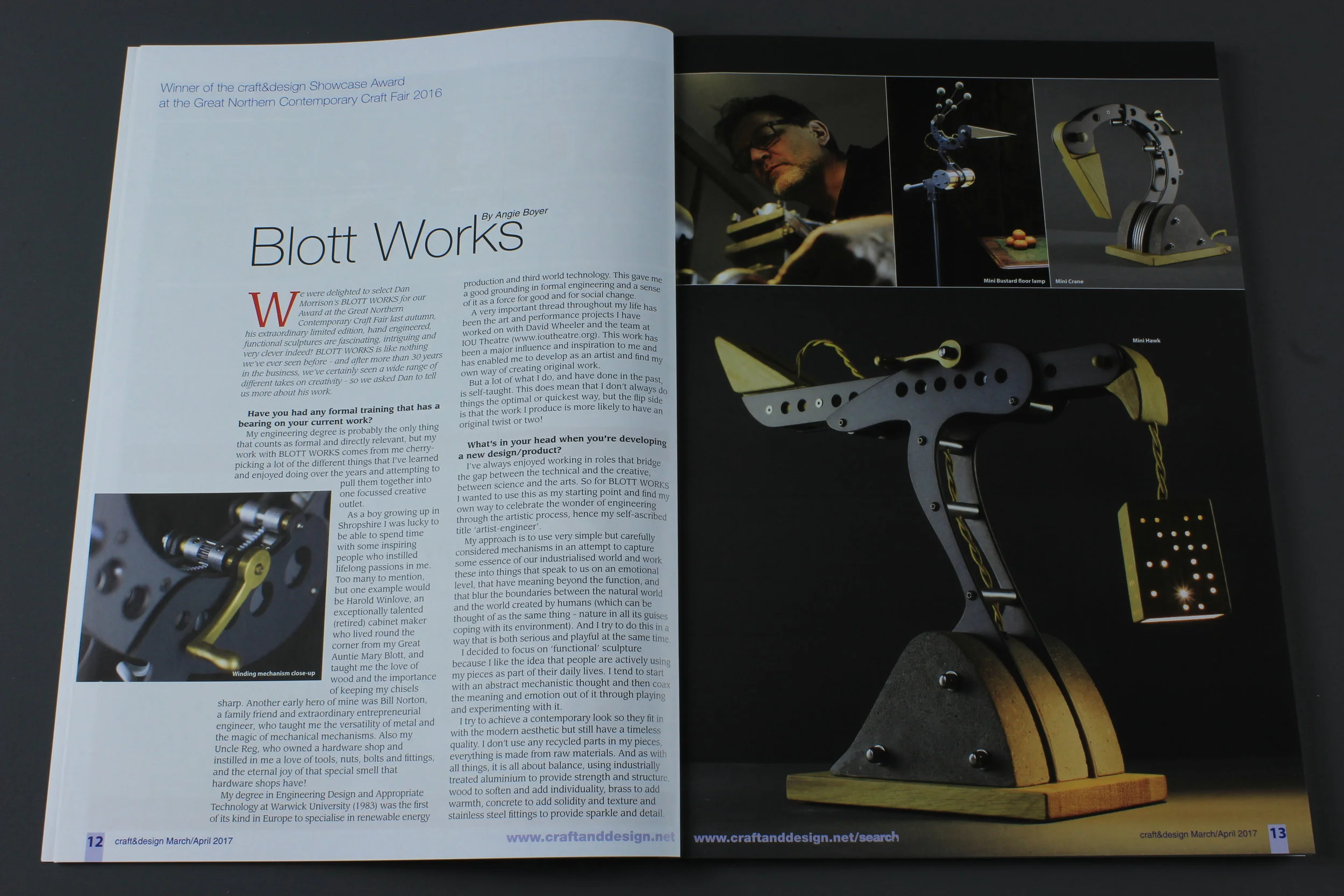 Three page feature in craft&amp;design magazine