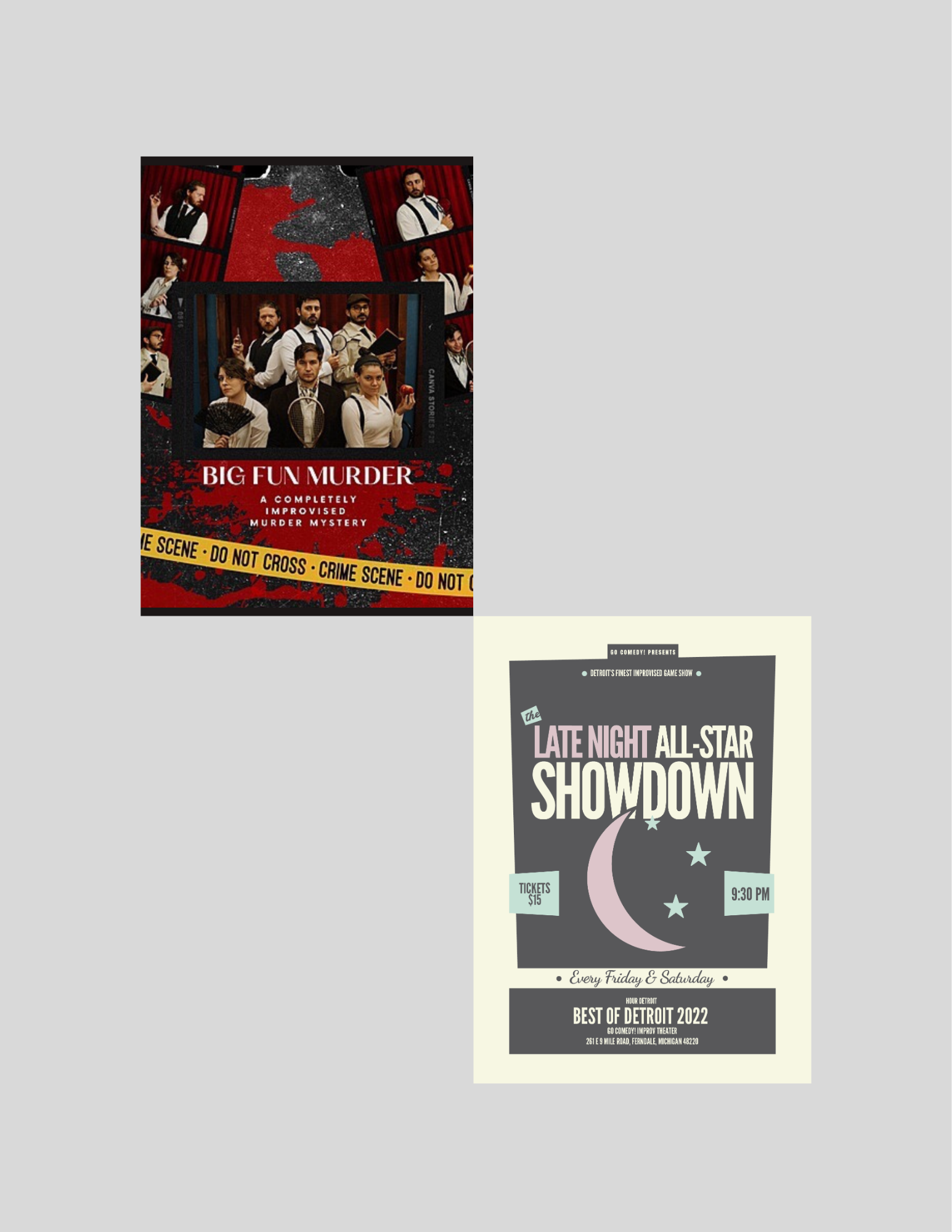 Big Fun Murder | Improvised Murder Mystery Show (7:30pm) / Late Night Showdown | Improvised Game Show (9:30PM) 