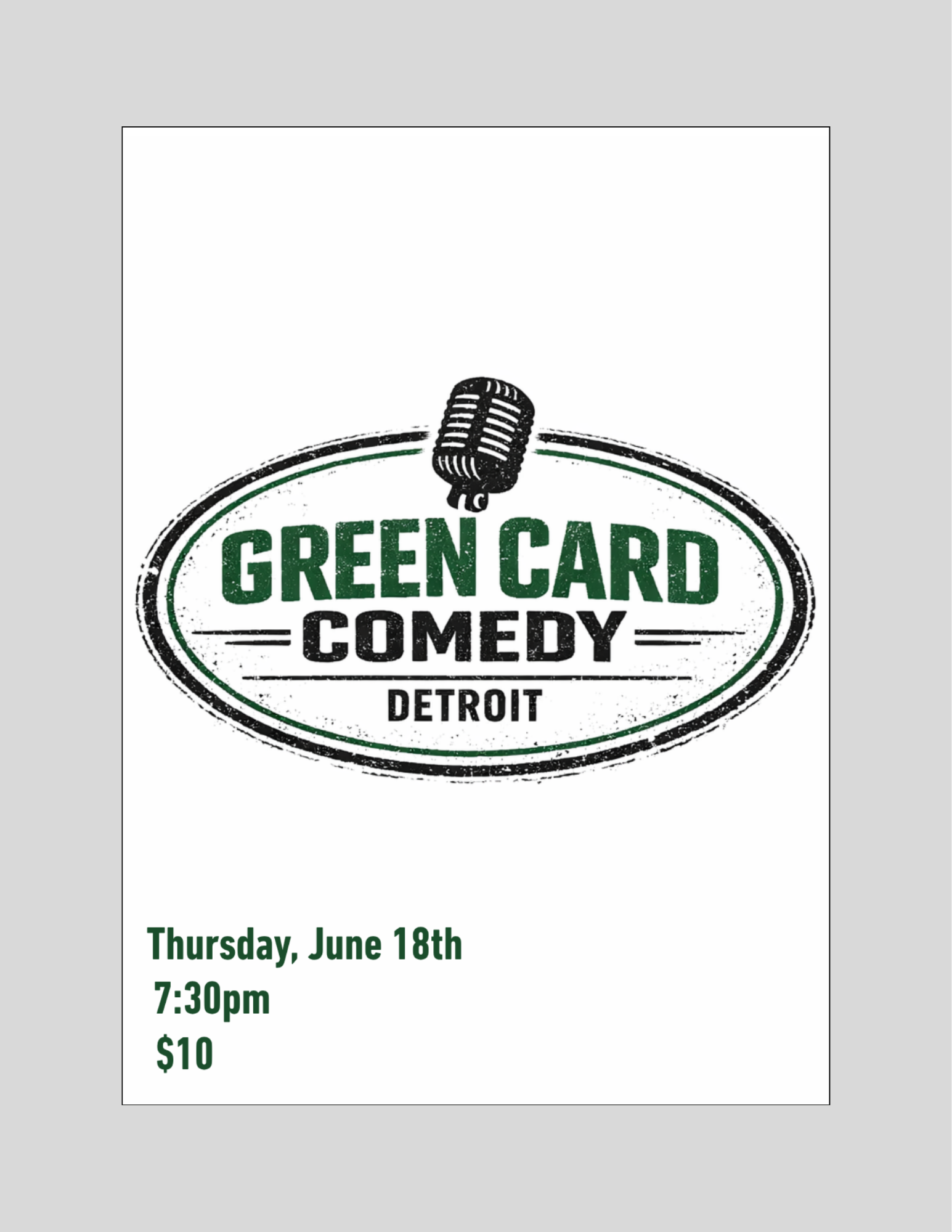 Green Card Comedy | Stand Up Comedy Show (7:30pm) 