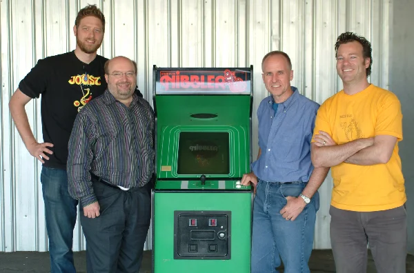Andrew Seklir & Tim Kinzy with Joe Ulowetz & John Jaugilas, Nibbler programmers.