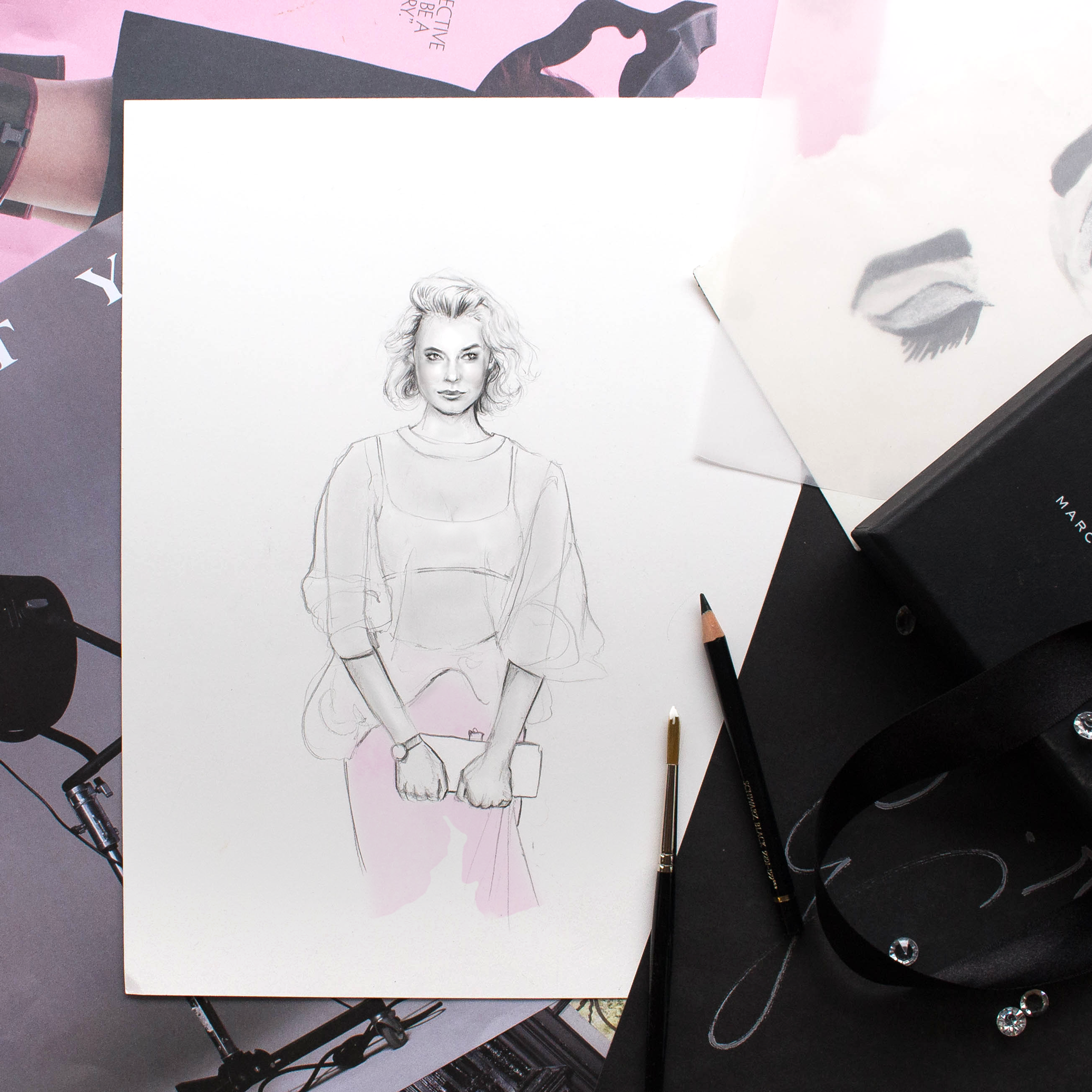 Zanita Whittington Fashion Illustration: Sheer Pink with Toni Maticevski