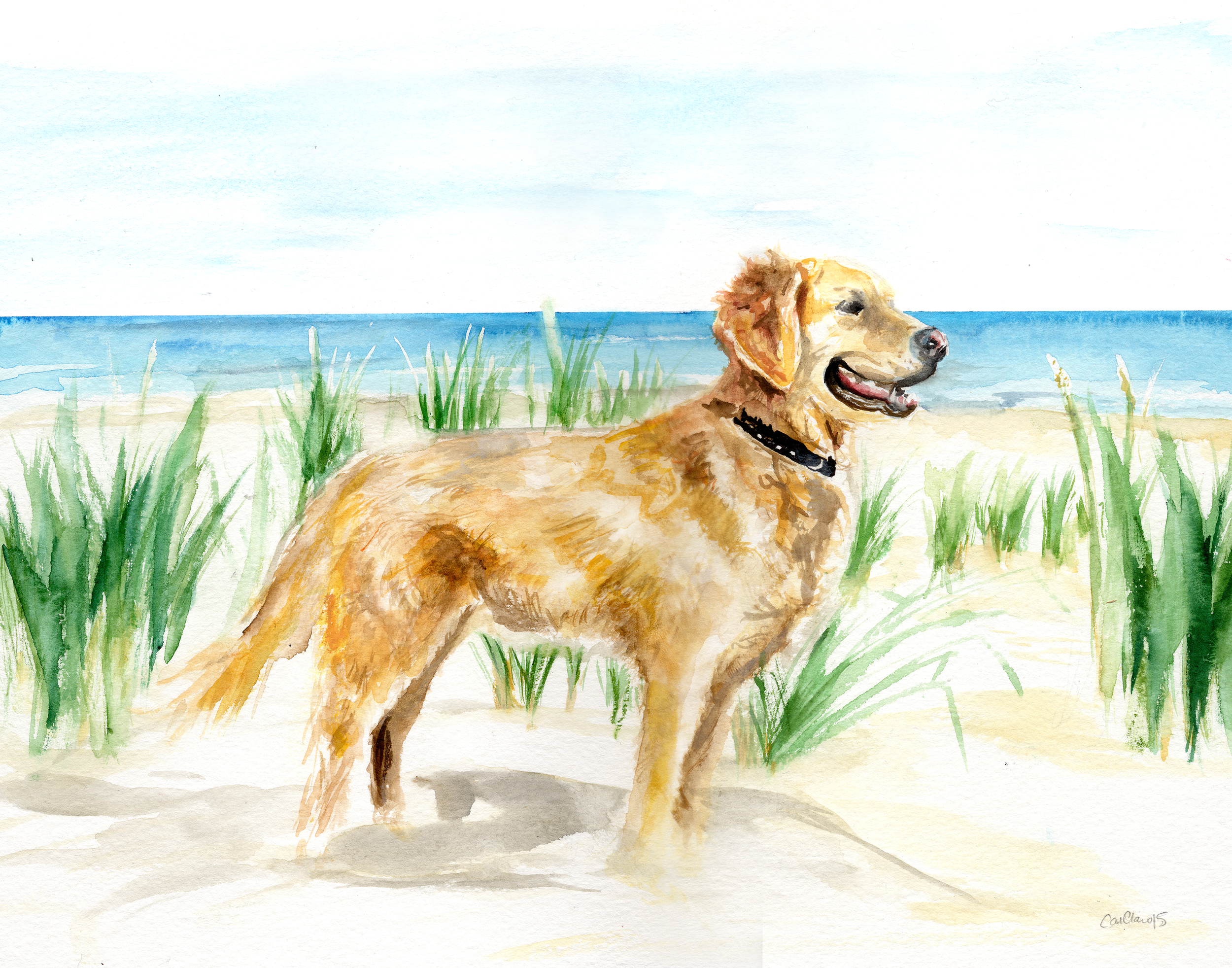 Custom pet portrait – 14"x11" watercolor illustration