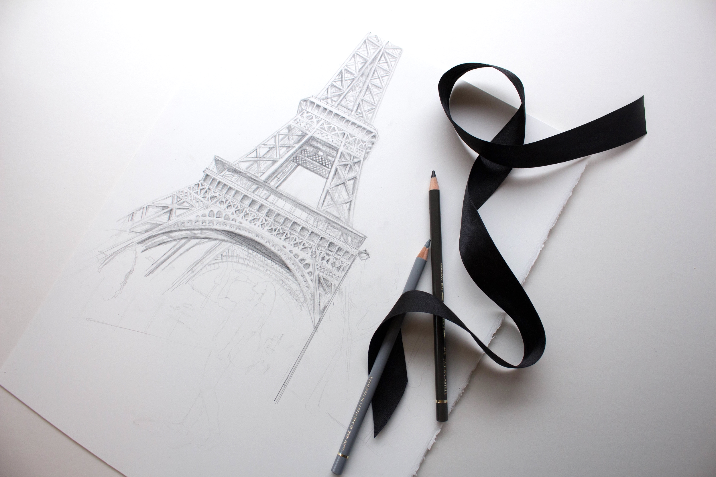 11"x14" illustration of Eiffel Tower 