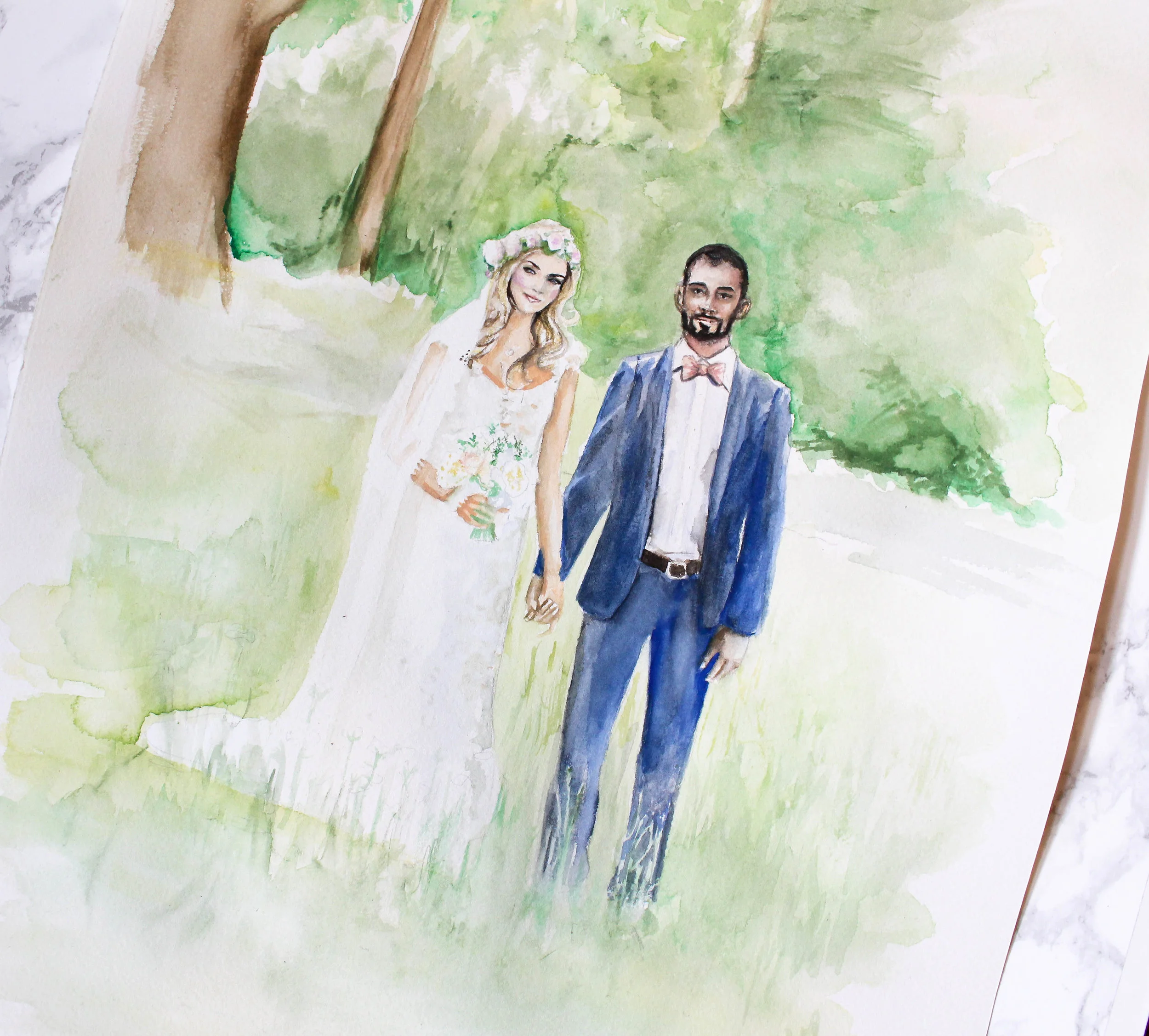 A dream wedding: Lake Tahoe illustrated portrait