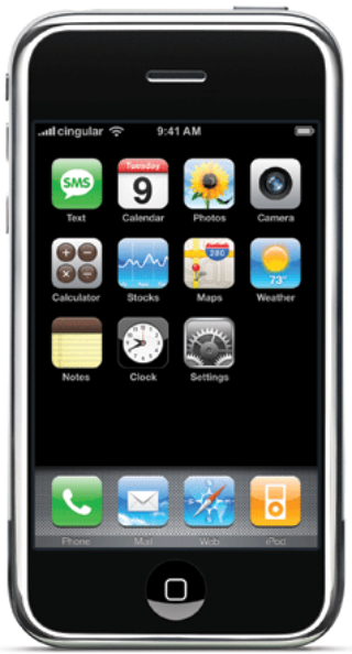 The home screen for the original iPhone.