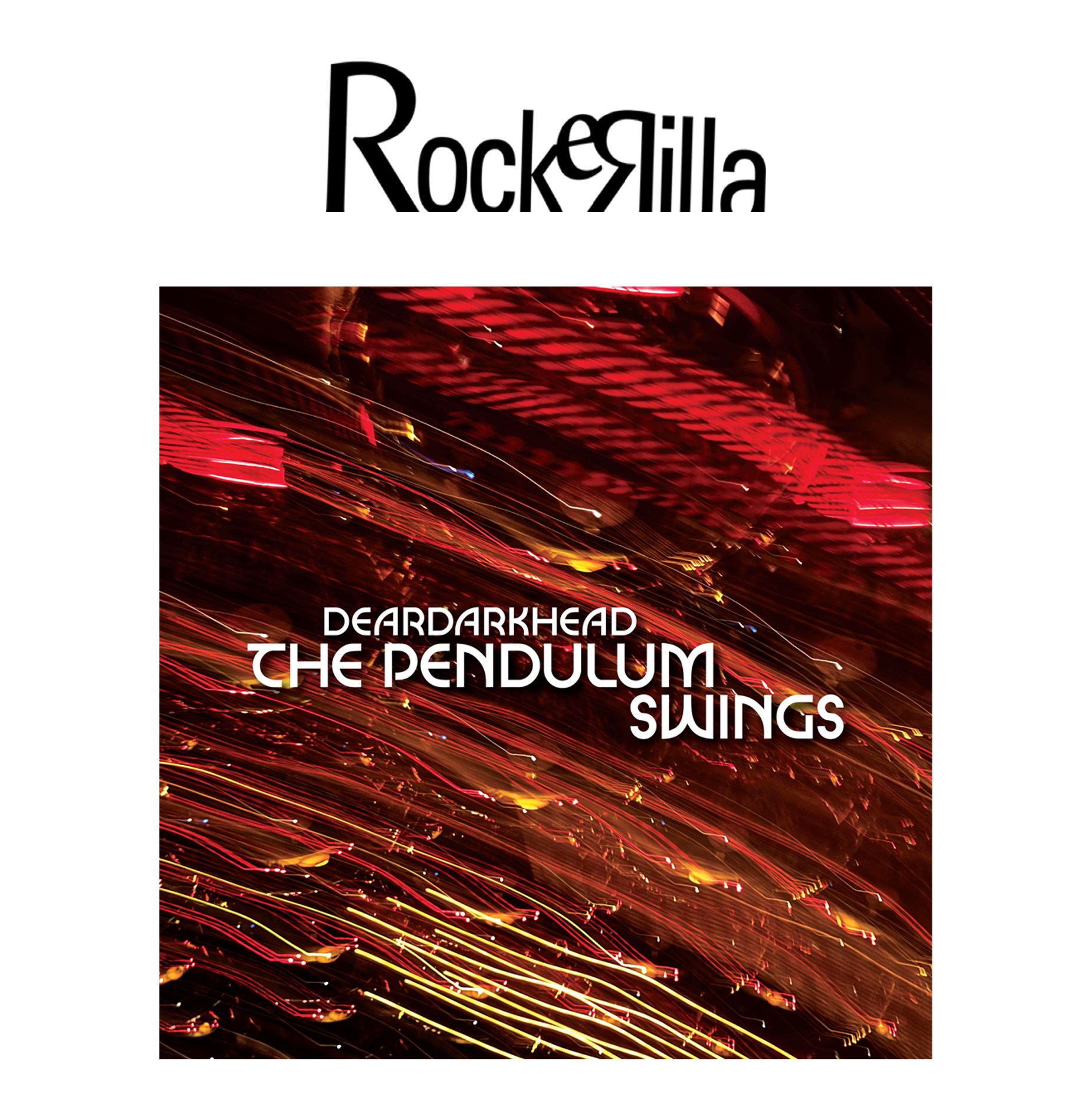 Rockerilla logo and The Pendulum Swings album cover