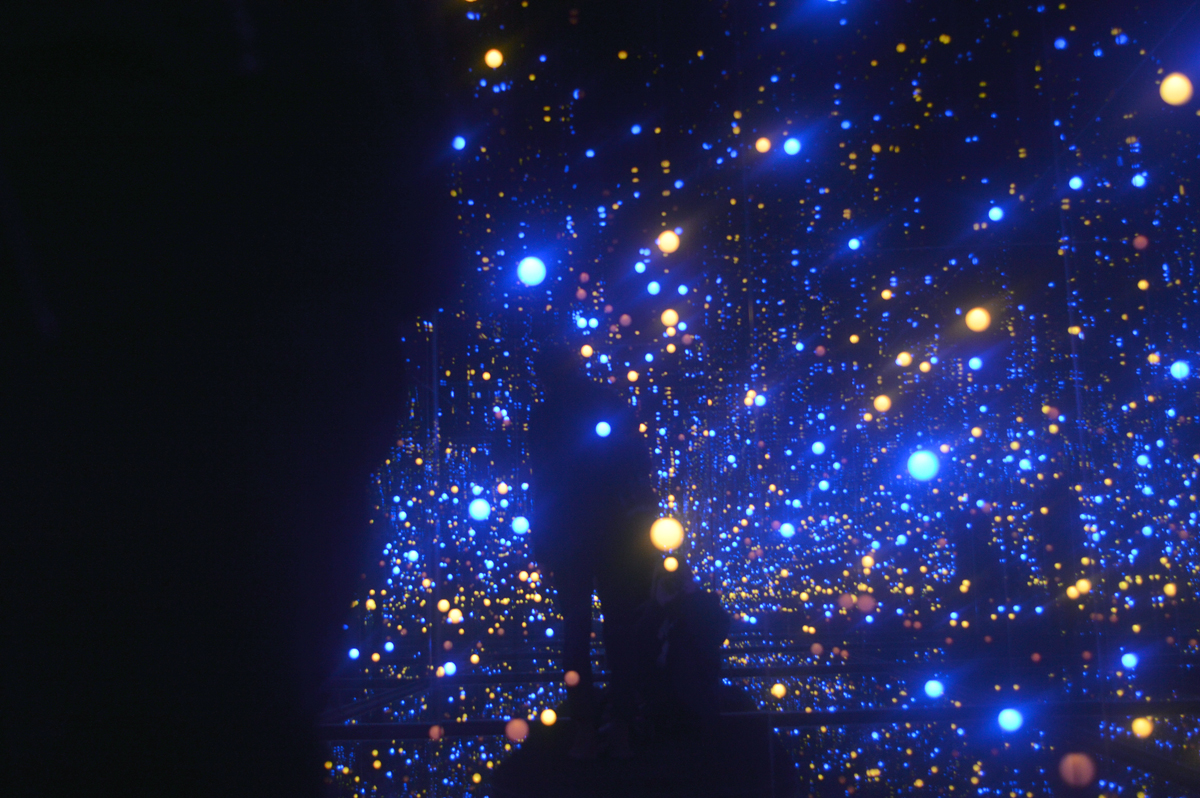 A view from inside Yayoi Kusama's Infinity Room at the Louisiana Museum of Modern Art in Denmark.