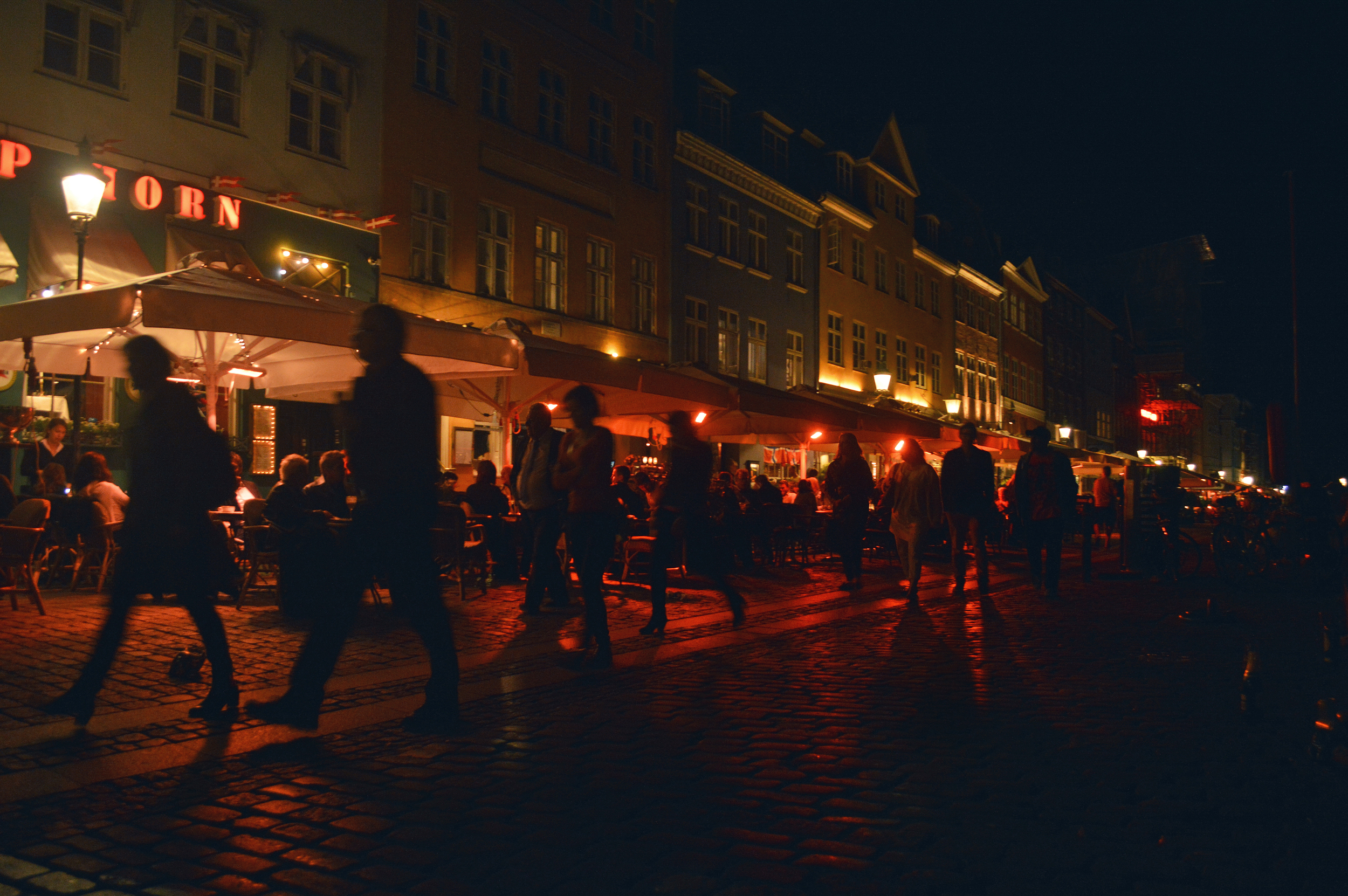 Danish residents out on a Saturday night at Nyhavn in Copenhagen.