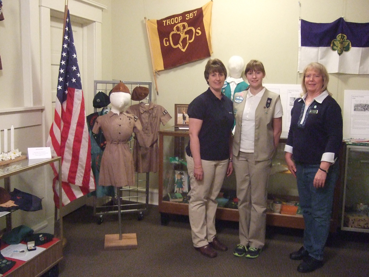  (Left to right) Heidi Werley, her daughter, girl scout Sarah Werley, ​ troop leader, Becky Mundy. 