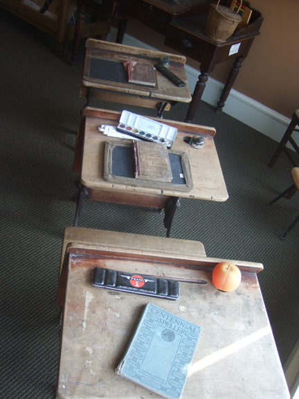  In early schools, students used slates and chalk to practice writing and arithmetic. During the 1950s, the Prang watercolor boxes were used during art class. 
