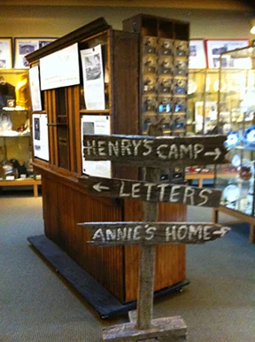 The exhibit included the 1861-1864 Mathes Civil War letters, scenes representing a soldier's camp and his girlfriend Annie's Bedford home. Artifacts from the museum collections were used to portray how a Civil War soldier might have lived, his work and how he spent his time on and off duty.