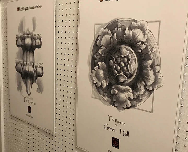 Artist Greg Hagen’s Washington University architectural drawings.