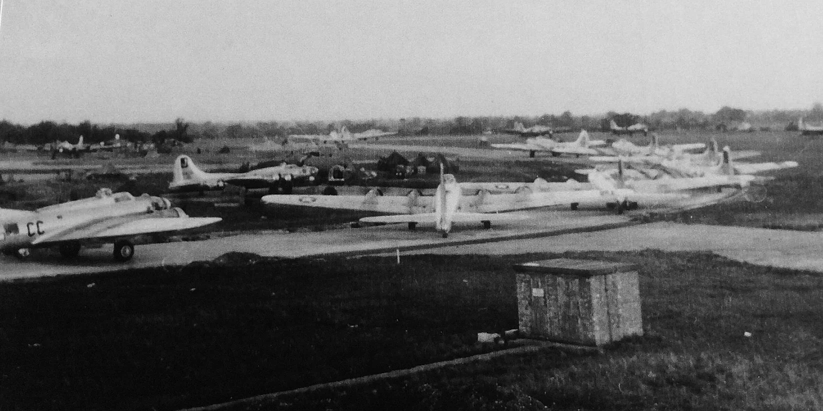 Planes on Parham Airfield during WWII, Suffolk, East Anglia, England —the airfield museum honors the 390th Bomb Group (H), all United States 8th Army Air Force Units 1942-1945 and British Resistance Organization Units. In 2017, I visited Parham Airfield Museum on the coast of England. The museum still celebrates the WWII effort made by America. They had Allison Aircraft and Packard engines on display. I couldn’t help but wonder if their cylinder heads had been made here in Bedford.