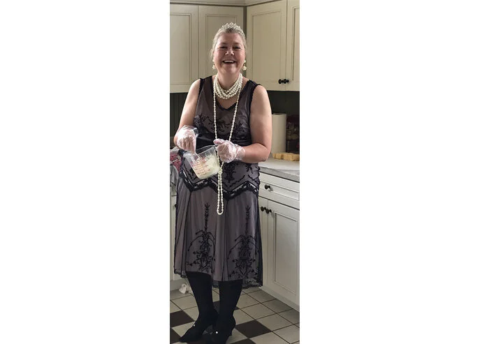 Lawanna Morris is doing some last-minute food prep.