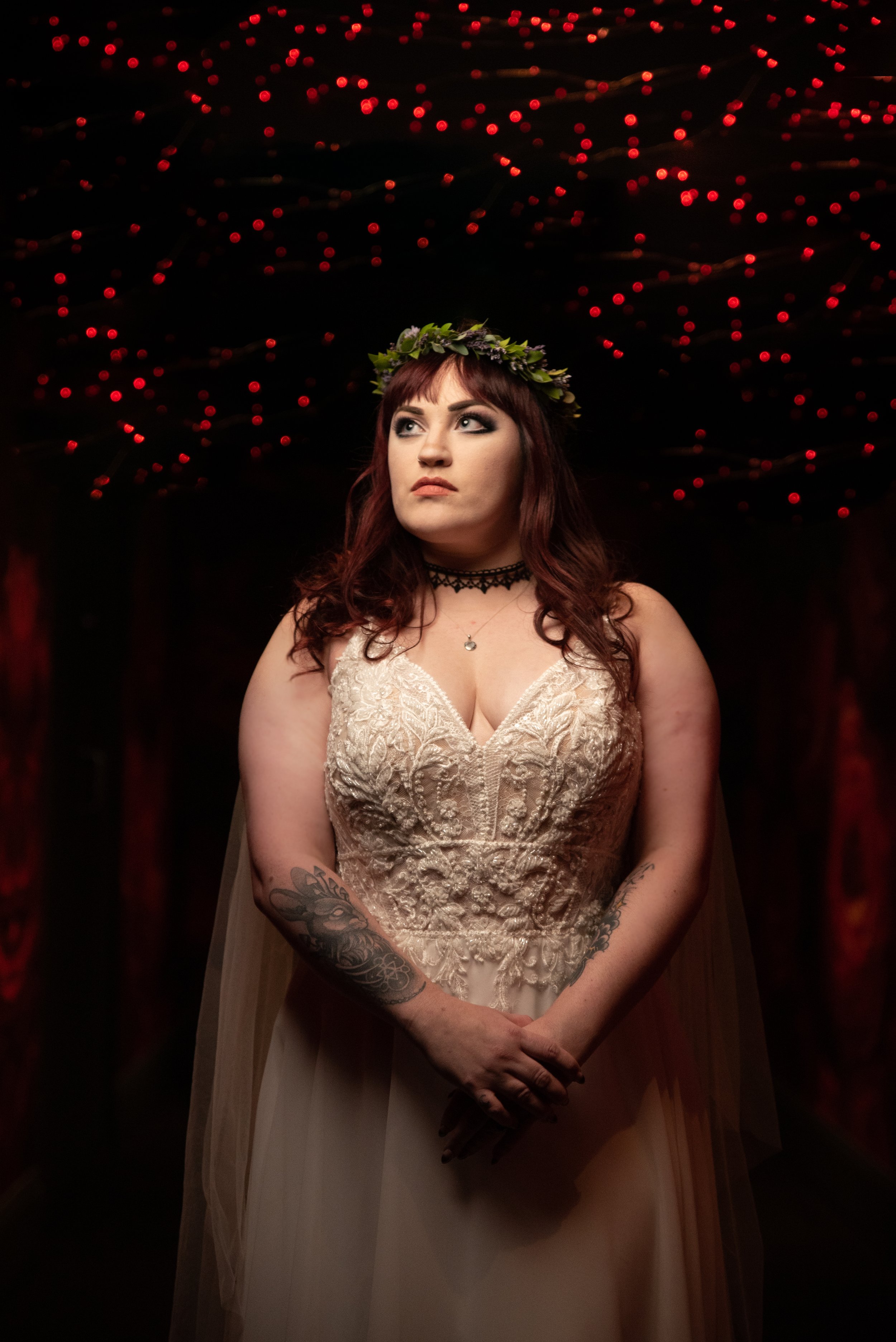 creative lighting wedding portrait