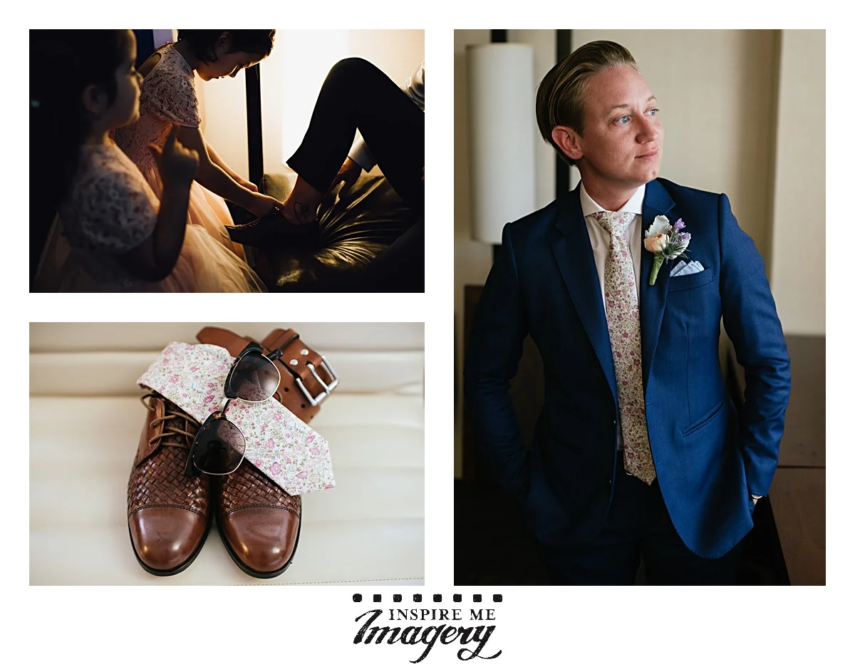 It was so sweet to watch the little girls help the groomswoman with her shoes as she was getting ready for the first look. Also, isn't that tie killer?
