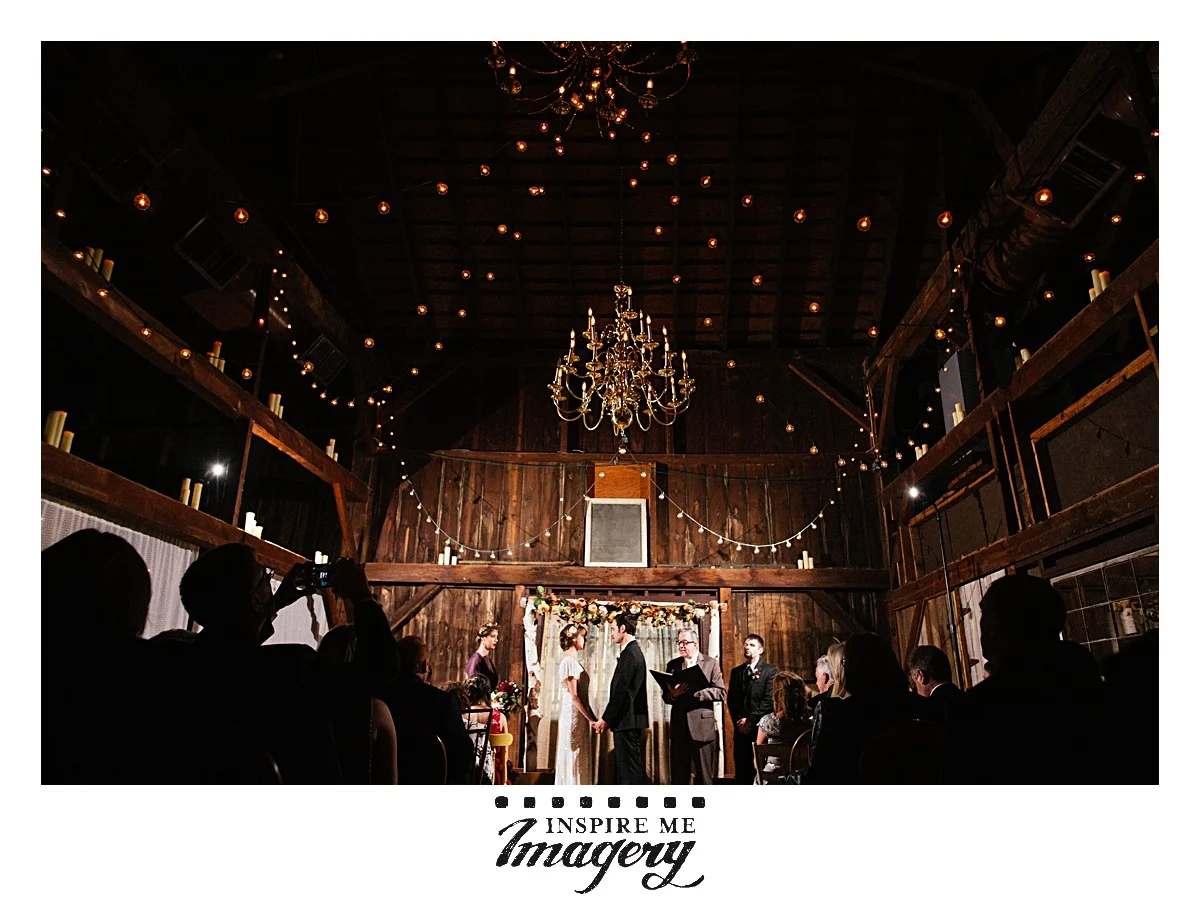 I love their incredible ceremony space. The lights and rustic wood in the barn are everything.