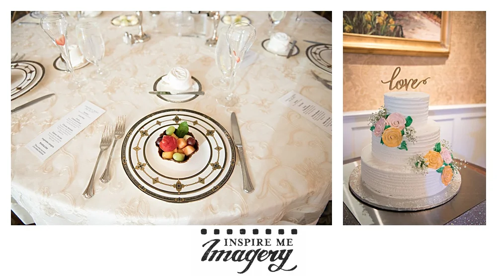 Did we mention yet how great the food is at Clarks Landing? Look at that darling fruit cup! The cake is nothing to sneeze at either. Loving the beautiful, simple elegance of it.