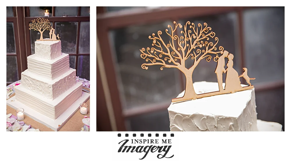 We loved that they incorporated their dog into their wooden cake topper. Too cute.