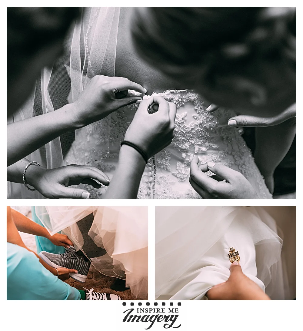 The bride's best friends help her get everything just right.