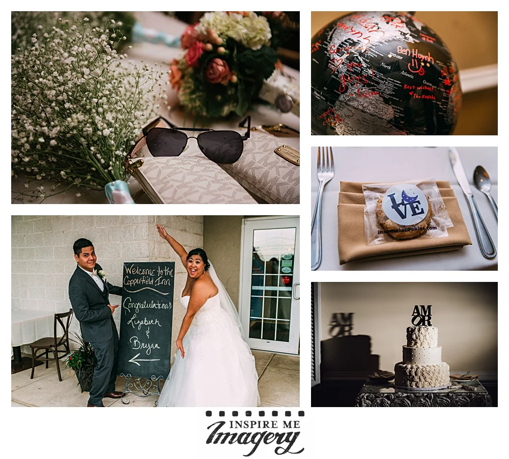 Sometimes a haphazard collection of accessories gives a perfect picture of the day. Check out their beautiful cake, too!