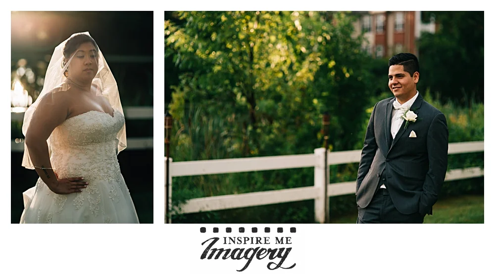 We walked around to the back of the Copperfield Inn for some portraits of the bride and groom. The sunlight was perfect. The lake was perfect. They were perfect. Bryan looks on as we pose Liza for some solo shots.