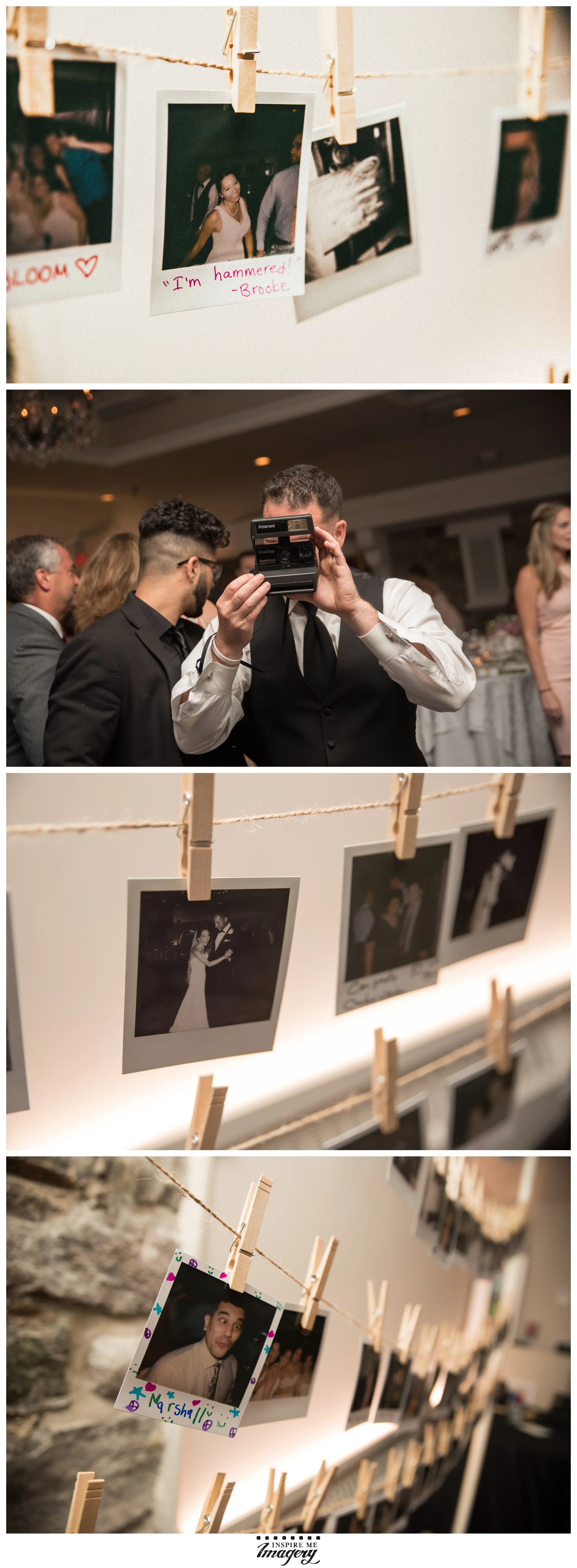 The bride and groom opted for our popular Polaroid Pin-Up service! We love the messages guests leave for the bride and groom on their polaroids.