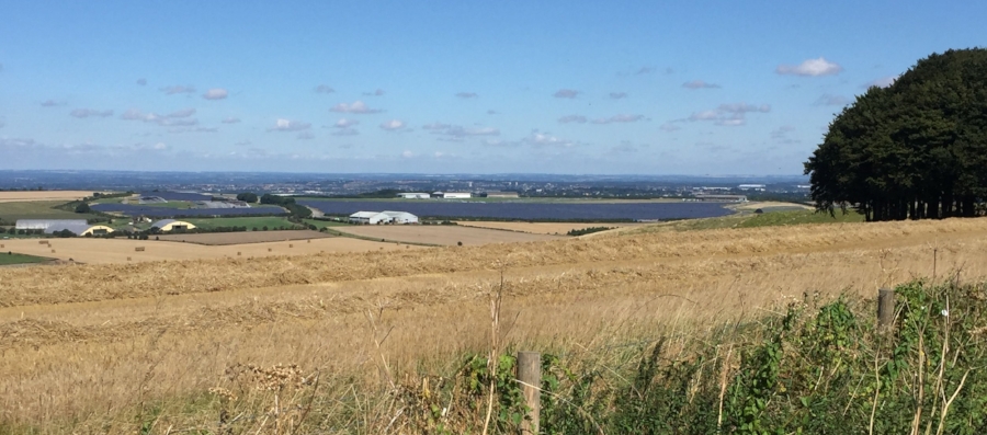 Wroughton Airfield solar park, viewed from the Ridgeway.