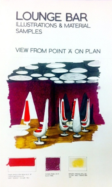 G.L. Evans, Designs for a public bar, acrylic paint and ink on card,
1967-1970, SA/AT/24/01/42