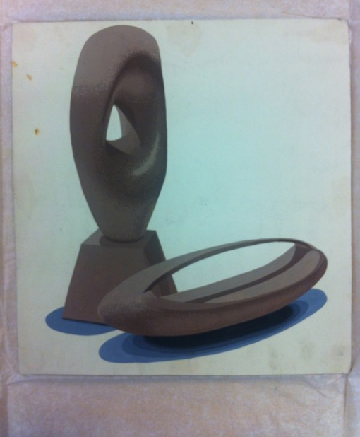 Painting of two pierced abstract sculptures, author unknown, paint on
cream paper, 1949-1956, SA/AT/16/34/66
